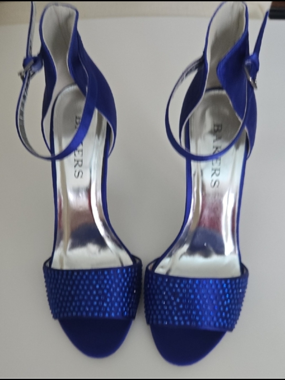 Bakers Royal Blue Crystal-Embellished Ankle-Strap Heels